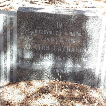KRUGER Agatha Catharina nee VORSTER 1878-1953