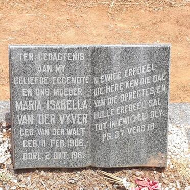 VYVER Maria Isabella, van der nee VAN DER WALT 1908-1961