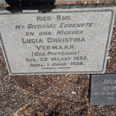 VERMAAK J.A. 1884-1967 &amp; Lucia Christina nee PRETORIUS 1885-1938