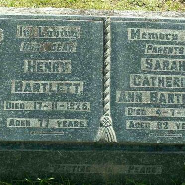 BARTLETT Henry  -1925 &amp; Sarah Catherine Ann  -1943