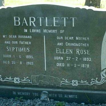 BARTLETT Septimus 1895-1969 &amp; Ellen Rose 1893-1978