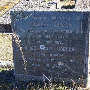COOPER Charles -1949 &amp; Alice Maud WICKS -1950