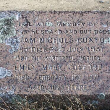 COXFORD William Nichols -1931 &amp; Emily Mary -1971