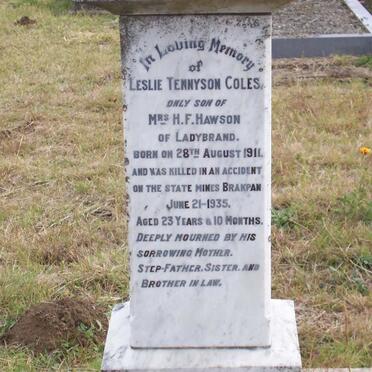 COLES Leslie Tennyson 1911-1935