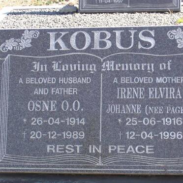 KOBUS Osne O. O. 1914-1989 &amp; Irene Elvira Johanne PAGEL 1916-1996