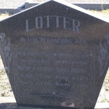 LOTTER Mattheus Johannes 1910-1988 &amp; Sylvia Dorothy 1928-1996