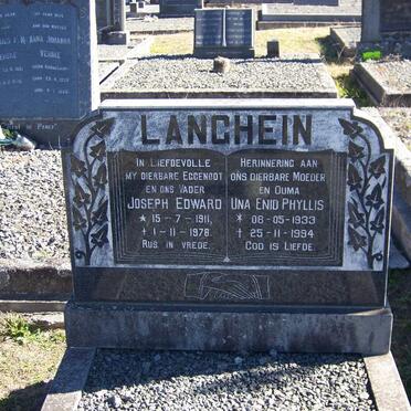 LANGHEIN Joseph Edward 1911-1978 &amp; Una Enid Phyllis 1933-1994