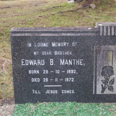 MANTHE Edward B 1892-1972