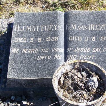 MATTHEYS H.J. -1939 &amp; E.M. HEERDEN VAN -1938
