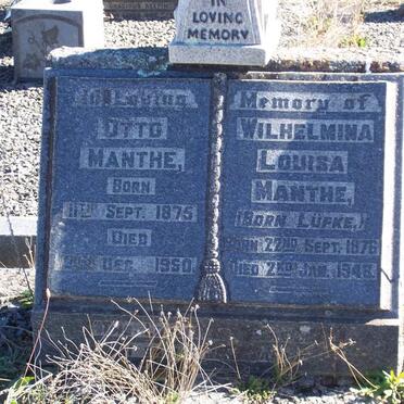 MANTHE Otto 1875-1960 &amp; Wilhelmina Louisa LUPKE 1876-1948