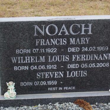 NOACH Wilhelm Louis Ferdinand 1912- 2008 &amp; Francis Mary 1922 - 1969 :: NOACH Steven Louis 1959-