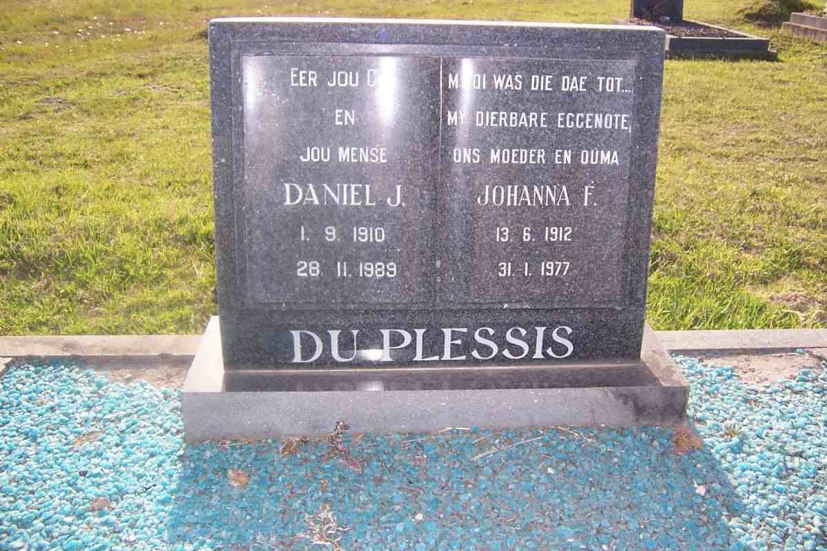 PLESSIS Daniel J., du 1910-1989 &amp; Johanna F. 1912-1977