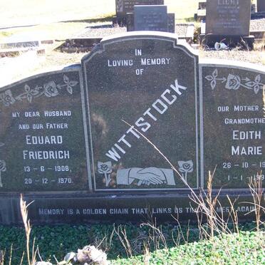 WITTSTOCK Eduard Friedrich 1908-1970 &amp; Edith Marie 1918-1997