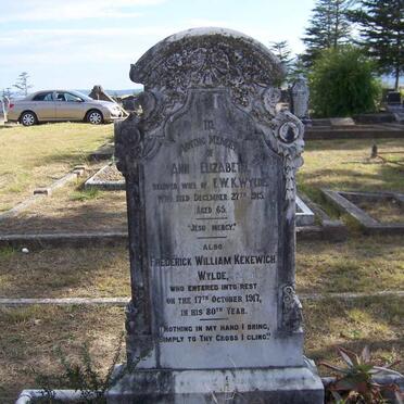 WYLDE Frederick William Kekewich -1917 &amp; Ann Elizabeth -1915