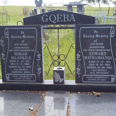 GQEBA Edward Mathamsanqa 1910-1982 &amp; Norah No-Ankile 1921-1989