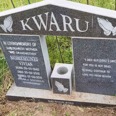KWARU Nomthunzi Vivian 1940-2015