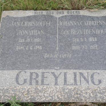 GREYLING Jan Christoffel Jonathan 1865-1948 &amp; Johanna Cathrienna BEZUIDENHOUT 1868-1923