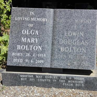 BOLTON Edwin Douglas 1917-1982 &amp; Olga Mary 1915-2009