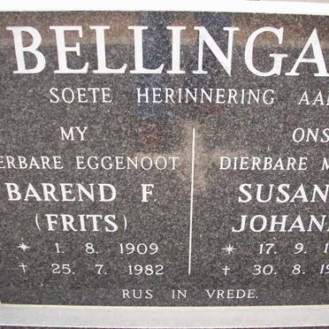 BELLINGAN Barend F. 1909-1982 &amp; Susanna Johanna 1905-1995