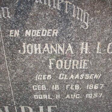 FOURIE Stefanus Louis 1863-1952 &amp; Johanna H.L.C. CLAASSEN 1867-1957