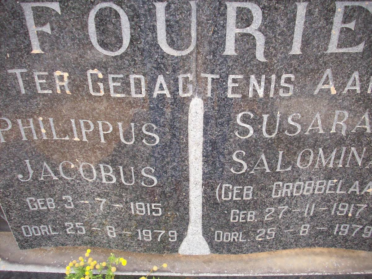 FOURIE Philippus Jacobus 1915-1979 &amp; Susara Salomina GROBBELAAR 1917-1979