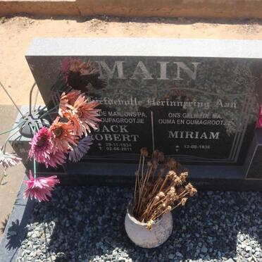 MAIN Jack Robert 1934-2011 &amp; Miriam 1936-