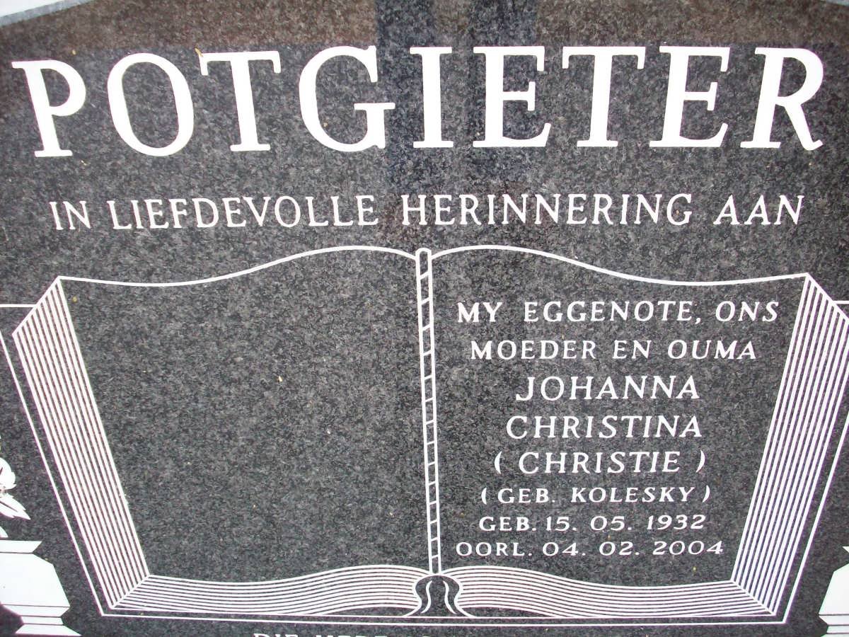 POTGIETER Johanna Christina nee KOLESKY 1932-2004