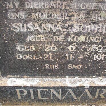 PIENAAR Susanna Sophia nee DE KONING 1872-1917