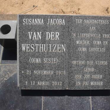 WESTHUIZEN Susanna Jacoba, van der 1915-2012
