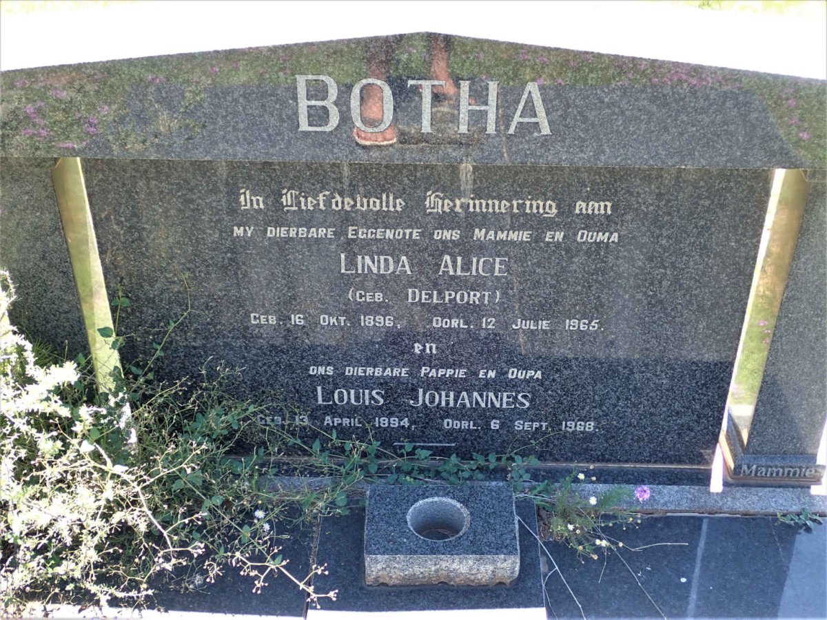 BOTHA Louis Johannes 1894-1968 &amp; Linda Alice DELPORT 1896-1965