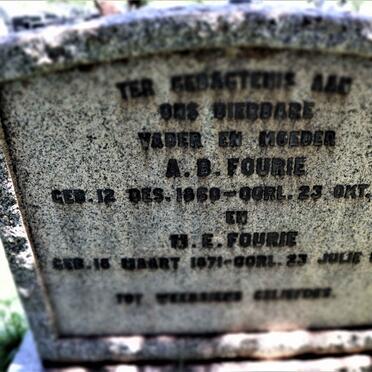 FOURIE A.B. 1860-1937 &amp; M.E. 1871-1936