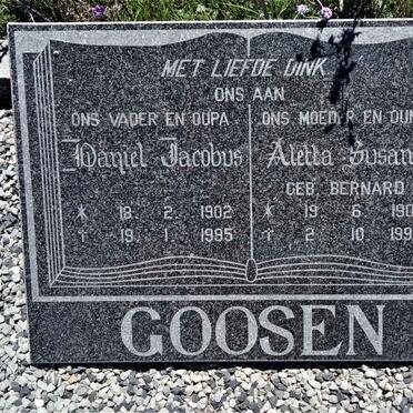 GOOSEN Daniel Jacobus 1902-1995 &amp; Aletta Susanna BERNARD 1904-1995