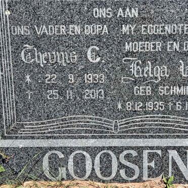 GOOSEN Theunis C. 1933-2013 &amp; Helga Ula SCHMIDT 1935-1995