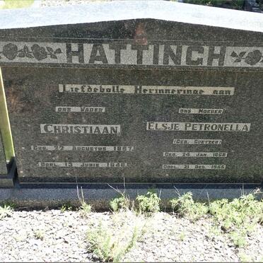 HATTINGH Christiaan 1867-1948 &amp; Elsje Petronella COETZER 1868-1956