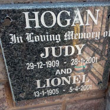 HOGAN Lionel 1905-2001 &amp; Judy 1909-2001