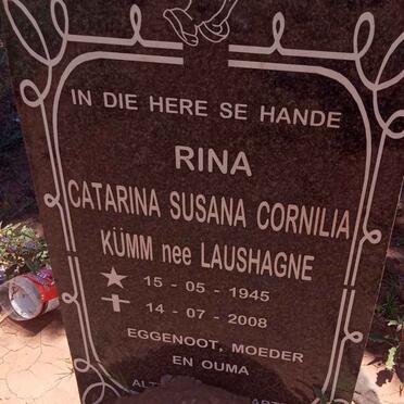 KUMM Rina Catarina Susana Cornilia nee LAUSHAGNE 1945-2008