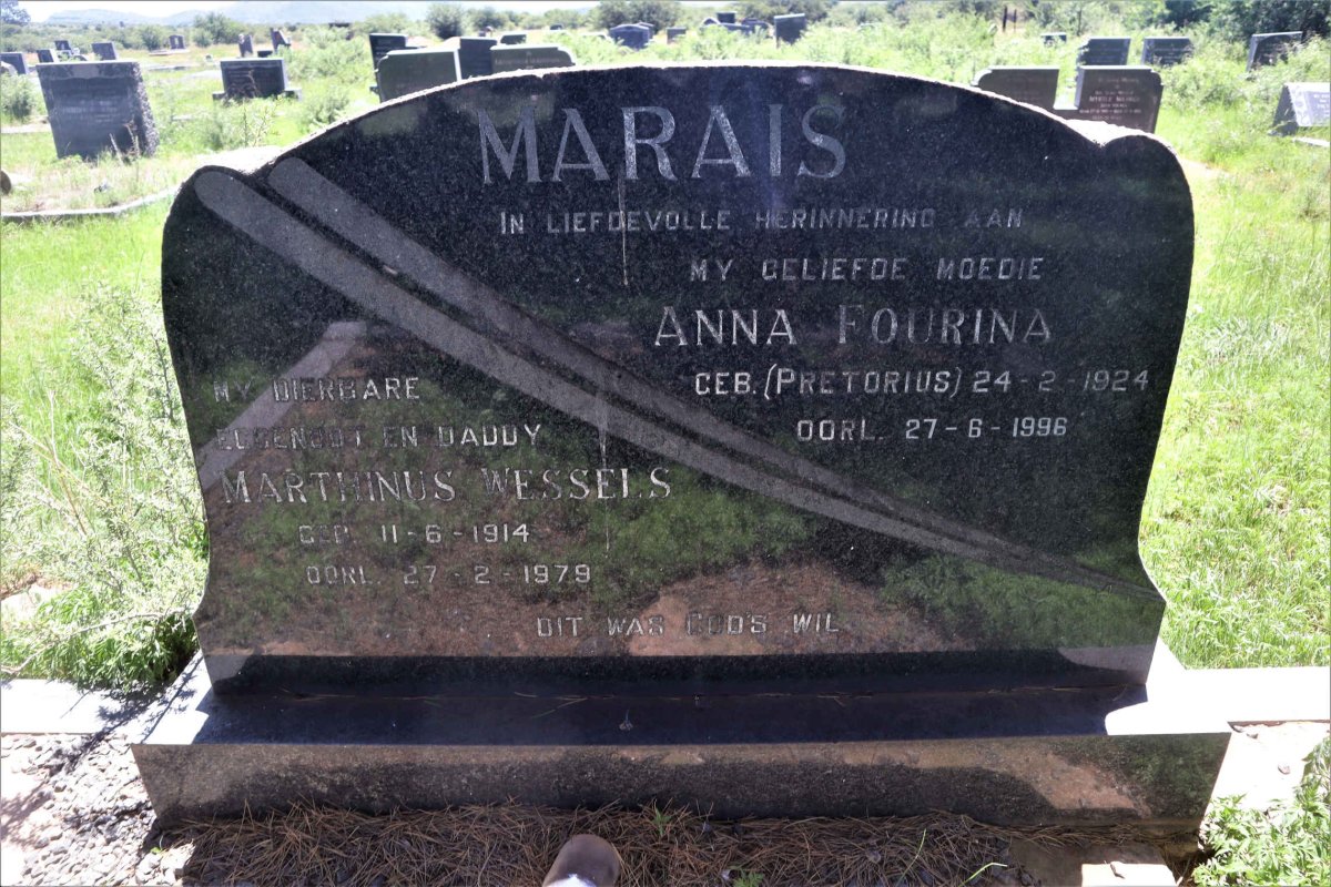 MARAIS Marthinus Wessels 1914-1979 &amp; Anna Fourina PRETORIUS 1924-1996