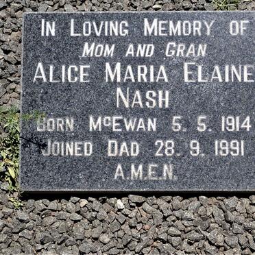 NASH Alice Maria Elaine nee MCEWAN 1914-1991