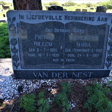 NEST Pieter Willem, van der 1865-1939 &amp; Elizabeth Maria FERREIRA 1869-1962