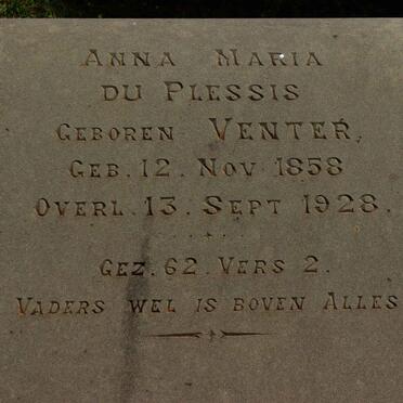 PLESSIS Anna Maria, du nee VENTER 1858-1928