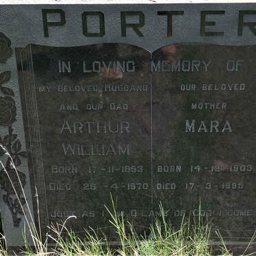 PORTER Arthur William 1893-1970 &amp; Mara 1903-1985