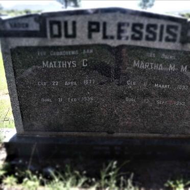 PLESSIS Matthys C., du 1877-1956 &amp; Martha M.M. 1893-1953
