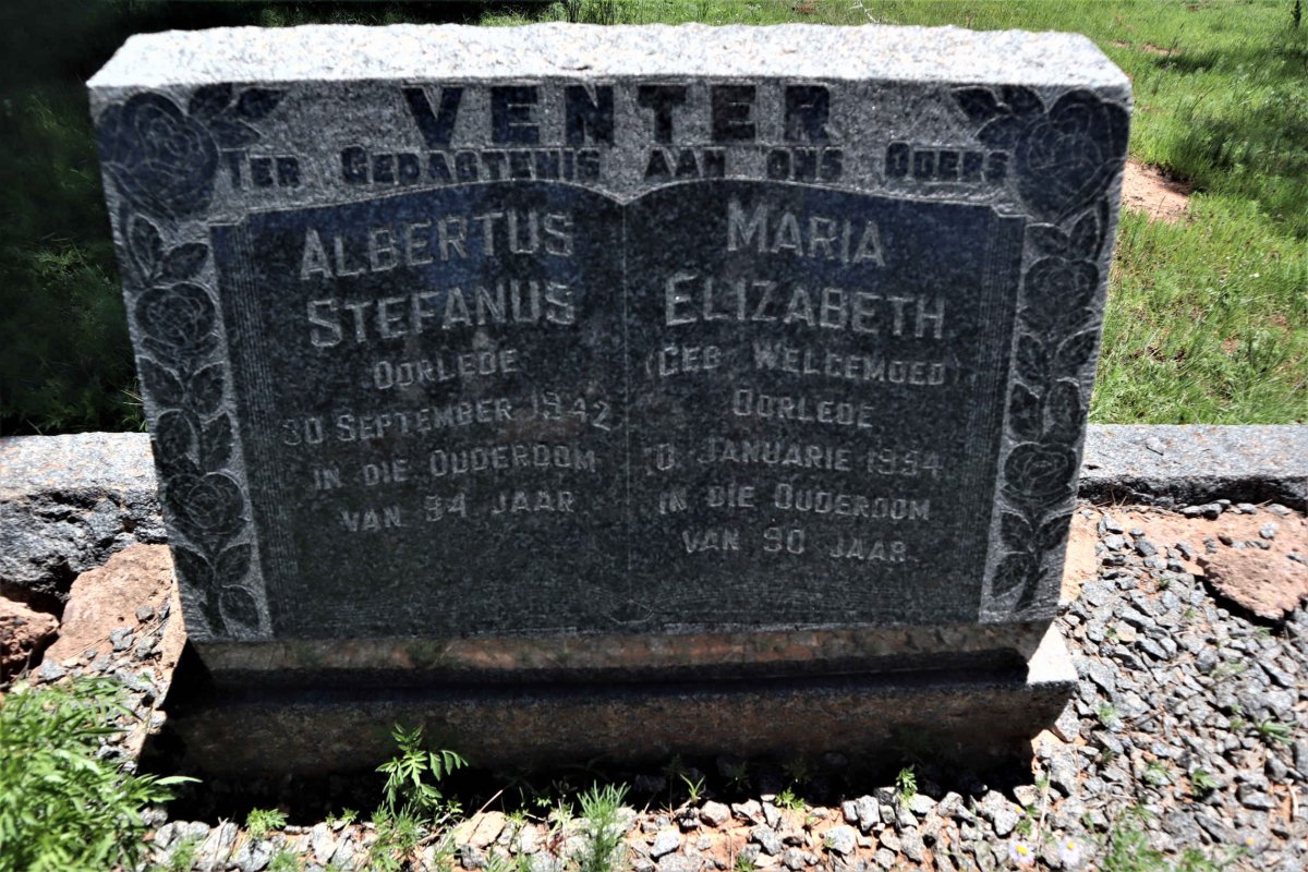 VENTER Albertus Stefanus -1942 &amp; Maria Elizabeth WELGEMOED -1954