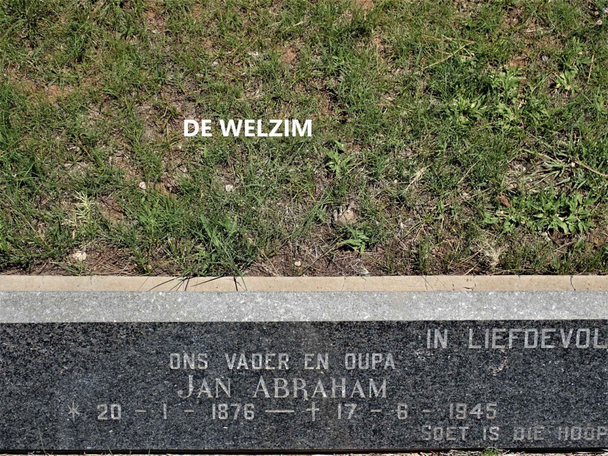 WELZIM Jan Abraham, de 1876-1945 &amp; Maria Magdalena VENTER 1875-1948