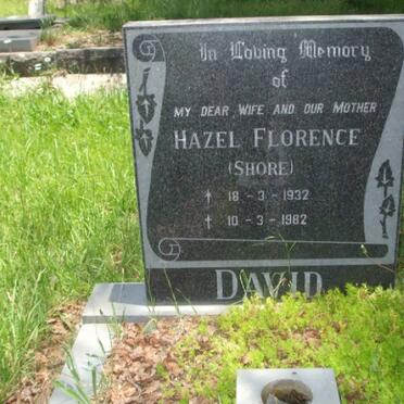 DAVID Hazel Florence nee SHORE 1932-1982