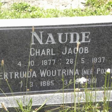NAUDE Charl Jacob 1877-1937 &amp; Gertruida Woutrina POTGIETER 1885-1961