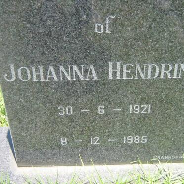 RIGGIEN Johanna Hendrina 1921-1985