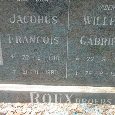 ROUX Jacobus Francois 1910-1980 :: ROUX Willem Gabriel 1910-1981