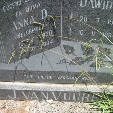 VUUREN Dawid, J. van 1961-1984 &amp; Anna D. WELGEMOED 1930-1984