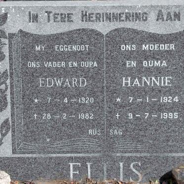 ELLIS Edward 1920-1982 &amp; Hannie 1924-1995